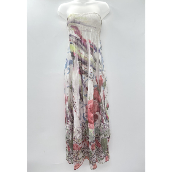 Lapis Anthropologie Smocked Strapless Floral Maxi Dress OS XS S M Multicolor - Picture 1 of 13